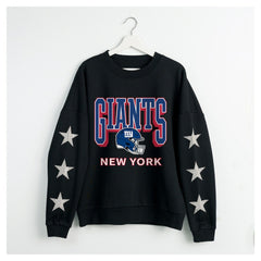 New York Giants Gameday Couture Women's Pure Victory Rhinestud Star-Sleeve Pullover Sweatshirt Black - NFL