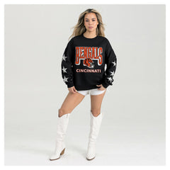 Cincinnati Bengals Gameday Couture Women's Pure Victory Rhinestud Star-Sleeve Pullover Sweatshirt Black - NFL