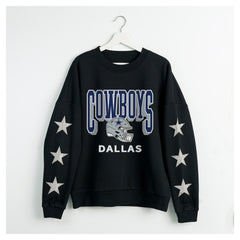 Dallas Cowboys Gameday Couture Women's Pure Victory Rhinestud Star-Sleeve Pullover Sweatshirt Black - NFL