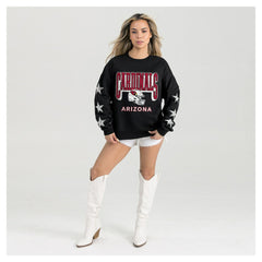 Arizona Cardinals Gameday Couture Women's Pure Victory Rhinestud Star-Sleeve Pullover Sweatshirt Black - NFL