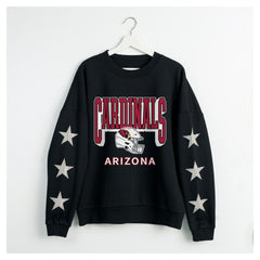 Arizona Cardinals Gameday Couture Women's Pure Victory Rhinestud Star-Sleeve Pullover Sweatshirt Black - NFL