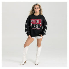 Atlanta Falcons Gameday Couture Women's Pure Victory Rhinestud Star-Sleeve Pullover Sweatshirt Black - NFL