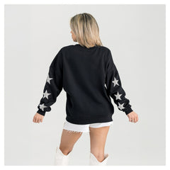 Atlanta Falcons Gameday Couture Women's Pure Victory Rhinestud Star-Sleeve Pullover Sweatshirt Black - NFL