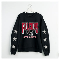 Atlanta Falcons Gameday Couture Women's Pure Victory Rhinestud Star-Sleeve Pullover Sweatshirt Black - NFL