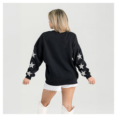 Houston Texans Gameday Couture Women's Pure Victory Rhinestud Star-Sleeve Pullover Sweatshirt Black - NFL