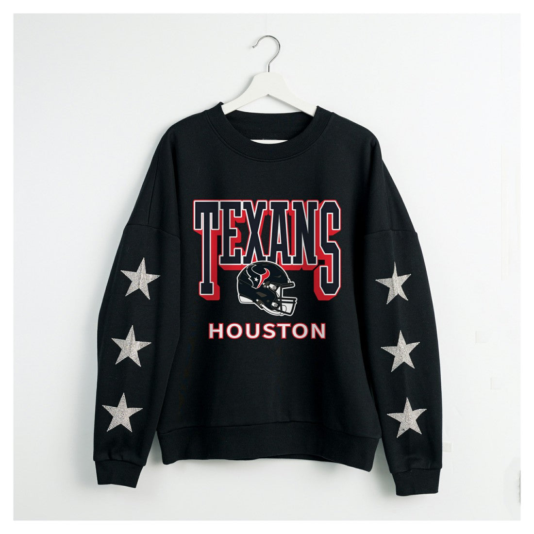 Houston Texans Gameday Couture Women's Pure Victory Rhinestud Star-Sleeve Pullover Sweatshirt Black - NFL