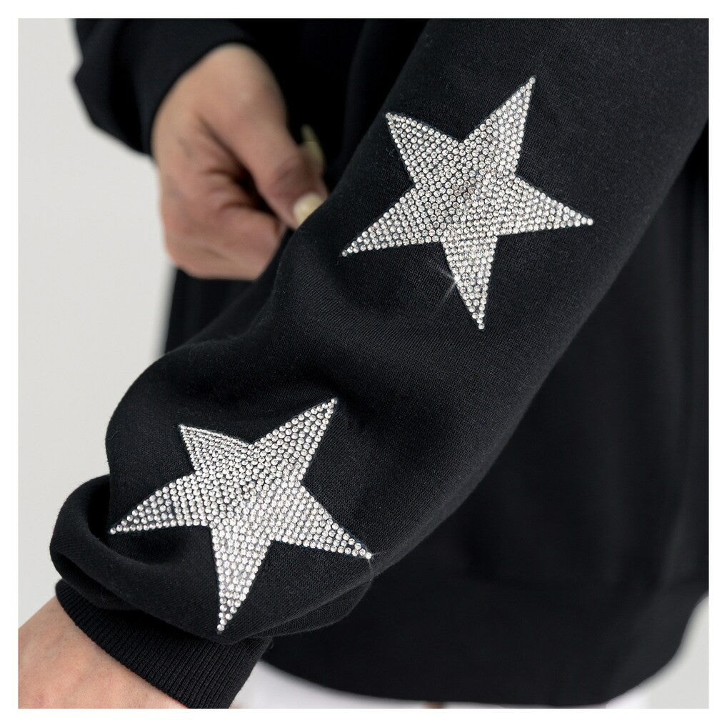 Green Bay Packers Gameday Couture Women's Pure Victory Rhinestud Star-Sleeve Pullover Sweatshirt Black - NFL