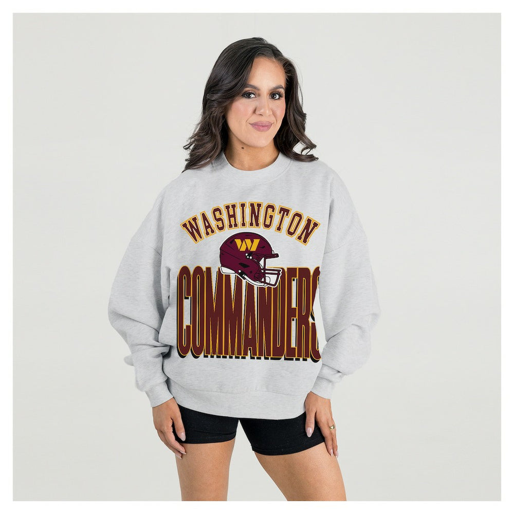 Washington Commanders Gameday Couture Women's Fierce Focus Premium Oversized Fleece Pullover Sweatshirt Ash - NFL