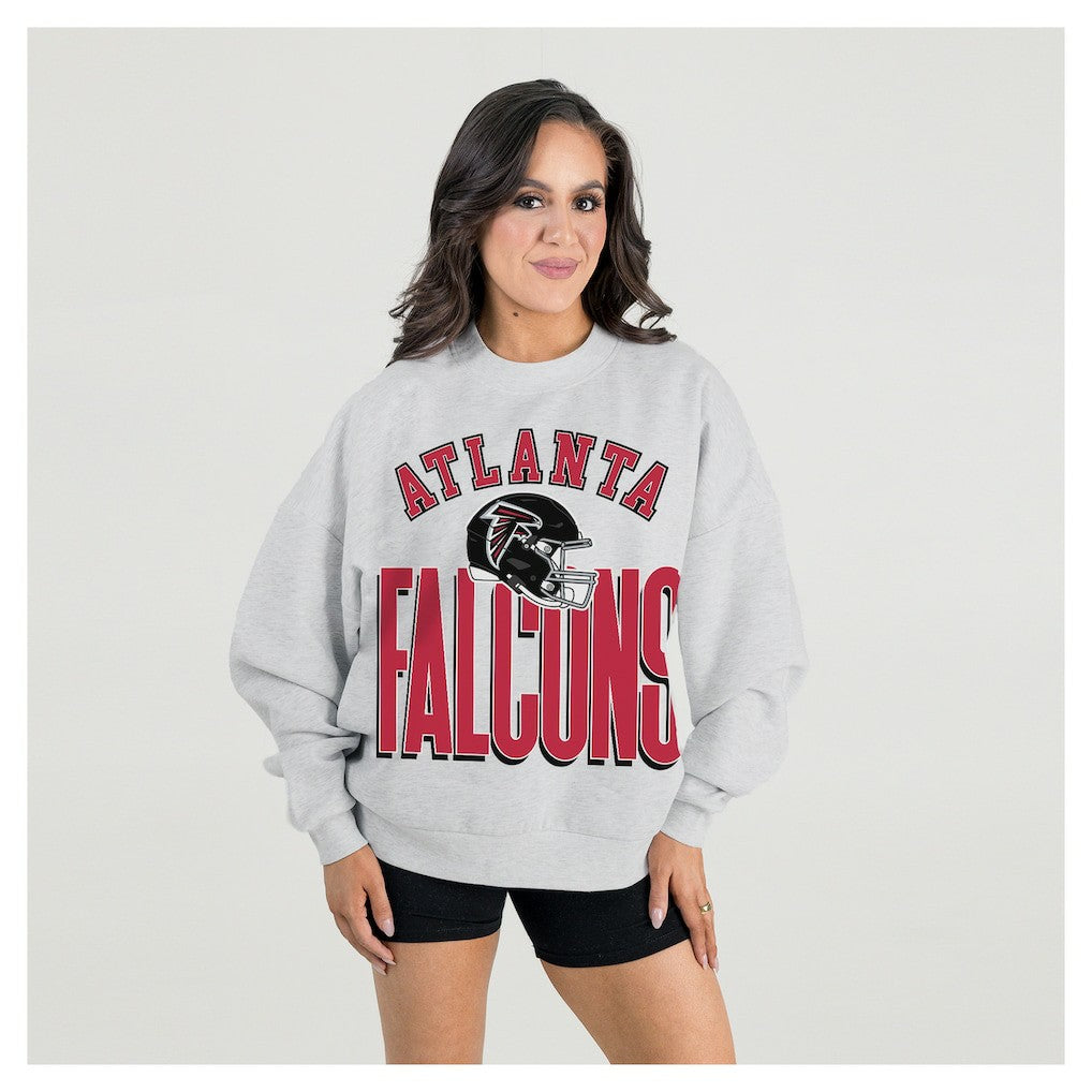 Atlanta Falcons Gameday Couture Women's Fierce Focus Premium Oversized Fleece Pullover Sweatshirt Ash - NFL