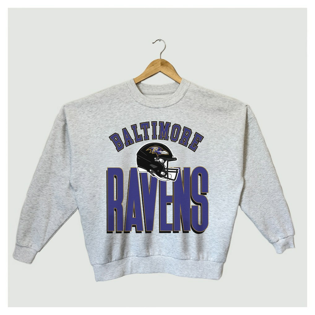 Baltimore Ravens Gameday Couture Women's Fierce Focus Premium Oversized Fleece Pullover Sweatshirt Ash - NFL