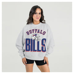 Buffalo Bills Gameday Couture Women's Fierce Focus Premium Oversized Fleece Pullover Sweatshirt Ash - NFL