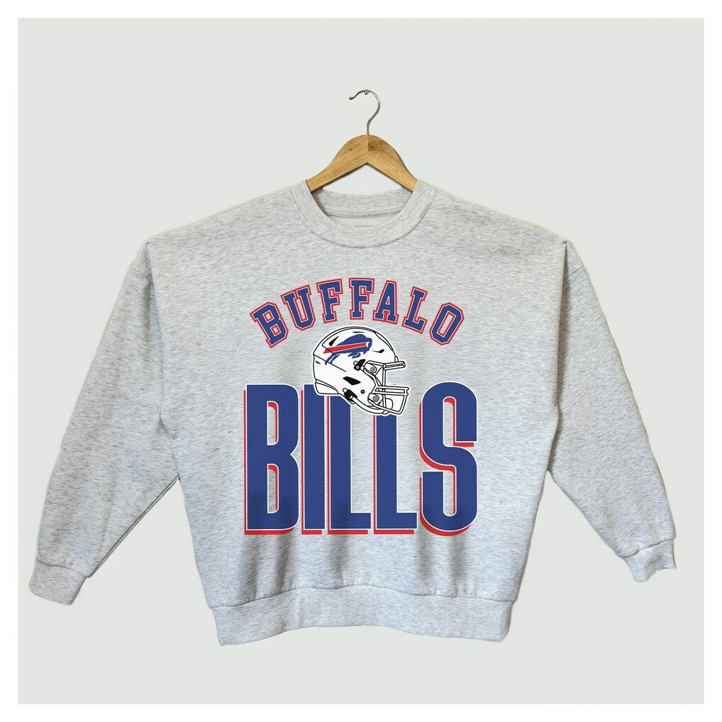 Buffalo Bills Gameday Couture Women's Fierce Focus Premium Oversized Fleece Pullover Sweatshirt Ash - NFL