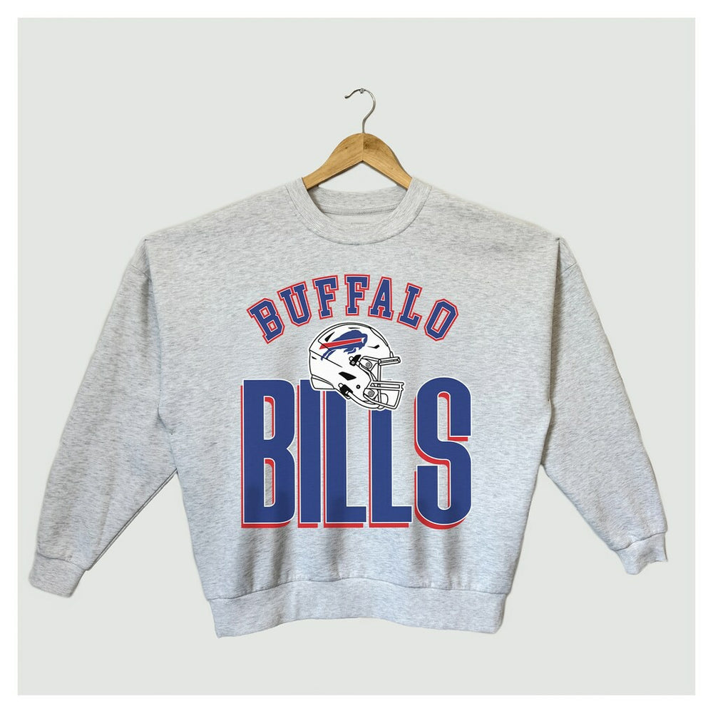 Buffalo Bills Gameday Couture Women's Fierce Focus Premium Oversized Fleece Pullover Sweatshirt Ash - NFL