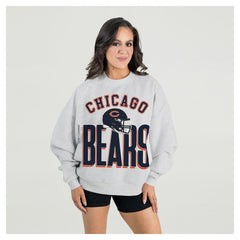 Chicago Bears Gameday Couture Women's Fierce Focus Premium Oversized Fleece Pullover Sweatshirt Ash - NFL