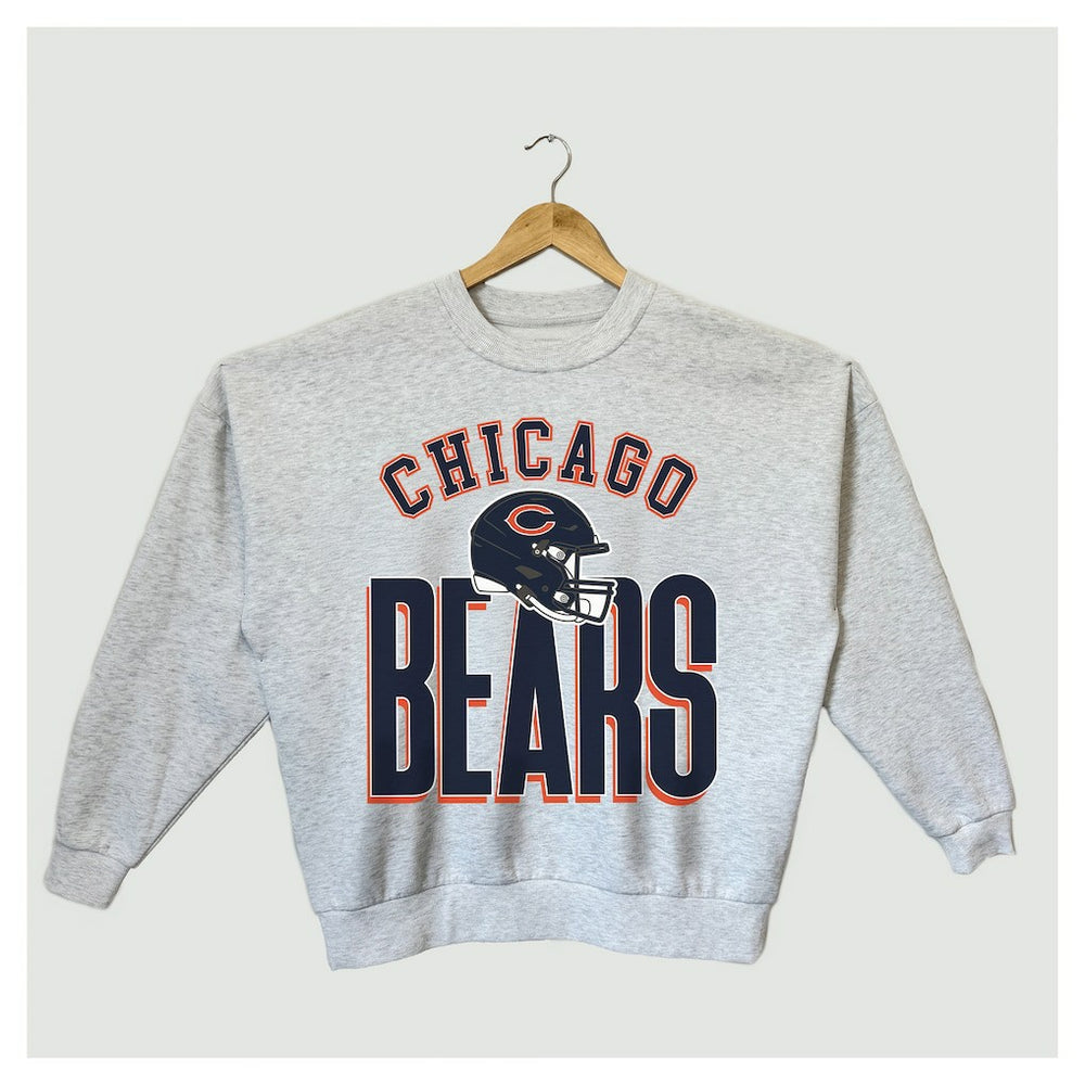 Chicago Bears Gameday Couture Women's Fierce Focus Premium Oversized Fleece Pullover Sweatshirt Ash - NFL