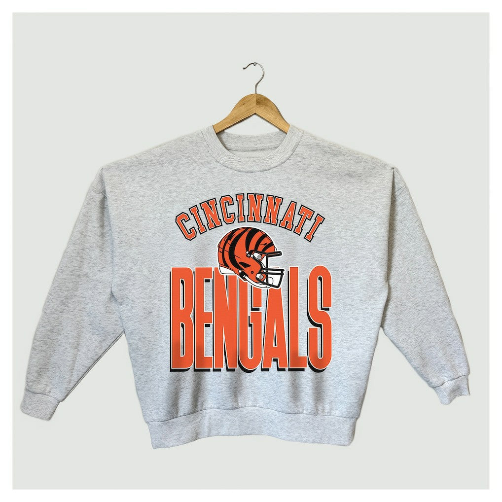 Cincinnati Bengals Gameday Couture Women's Fierce Focus Premium Oversized Fleece Pullover Sweatshirt Ash - NFL