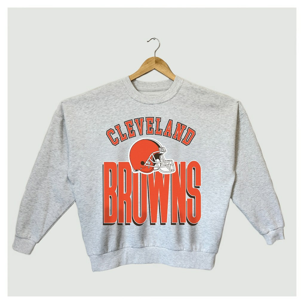 Cleveland Browns Gameday Couture Women's Fierce Focus Premium Oversized Fleece Pullover Sweatshirt Ash - NFL