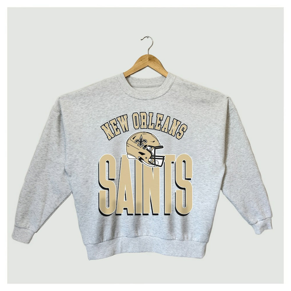 New Orleans Saints Gameday Couture Women's Fierce Focus Premium Oversized Fleece Pullover Sweatshirt Ash - NFL