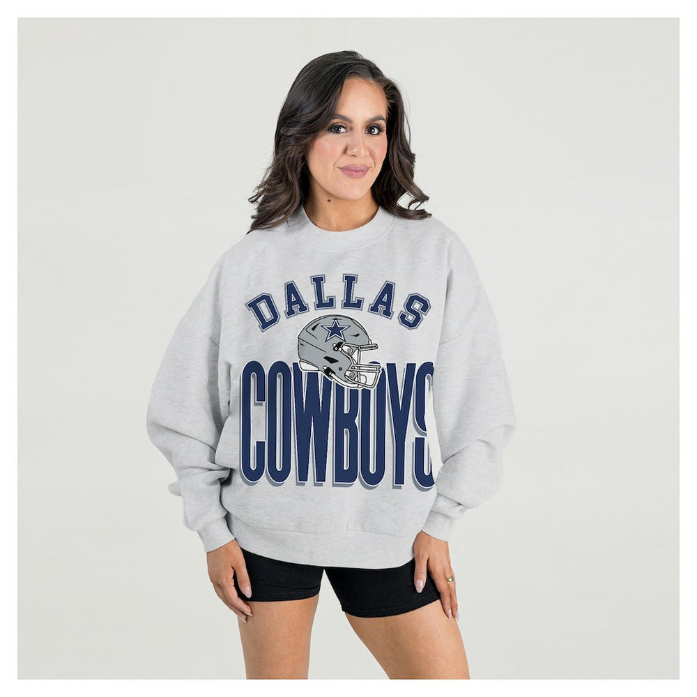 Dallas Cowboys Gameday Couture Women's Fierce Focus Premium Oversized Fleece Pullover Sweatshirt Ash - NFL