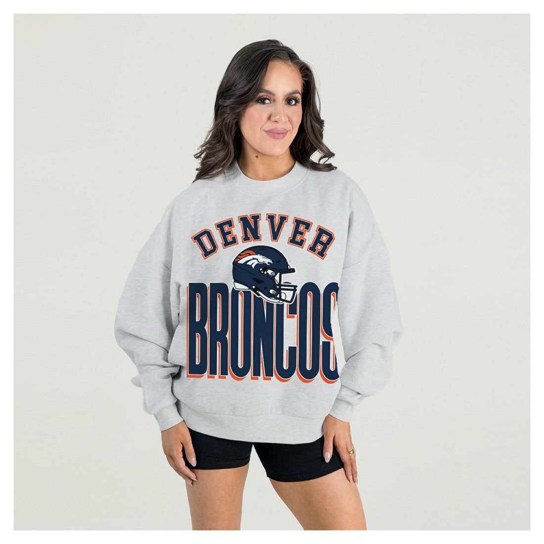 Denver Broncos Gameday Couture Women's Fierce Focus Premium Oversized Fleece Pullover Sweatshirt Ash - NFL