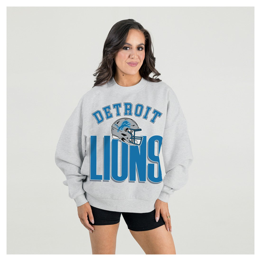 Detroit Lions Gameday Couture Women's Fierce Focus Premium Oversized Fleece Pullover Sweatshirt Ash - NFL