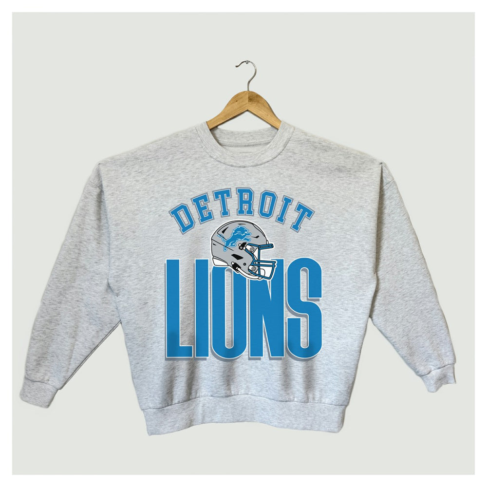 Detroit Lions Gameday Couture Women's Fierce Focus Premium Oversized Fleece Pullover Sweatshirt Ash - NFL