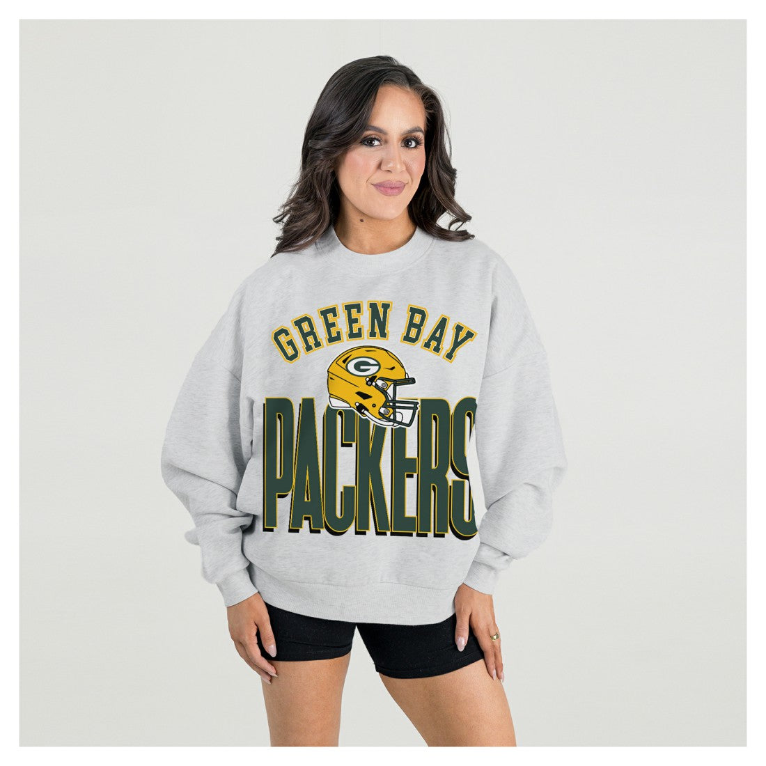 Green Bay Packers Gameday Couture Women's Fierce Focus Premium Oversized Fleece Pullover Sweatshirt Ash - NFL