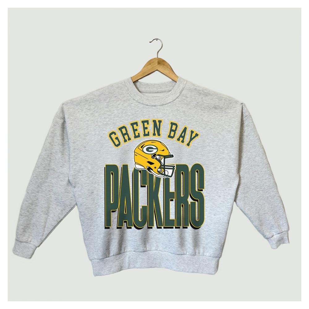Green Bay Packers Gameday Couture Women's Fierce Focus Premium Oversized Fleece Pullover Sweatshirt Ash - NFL