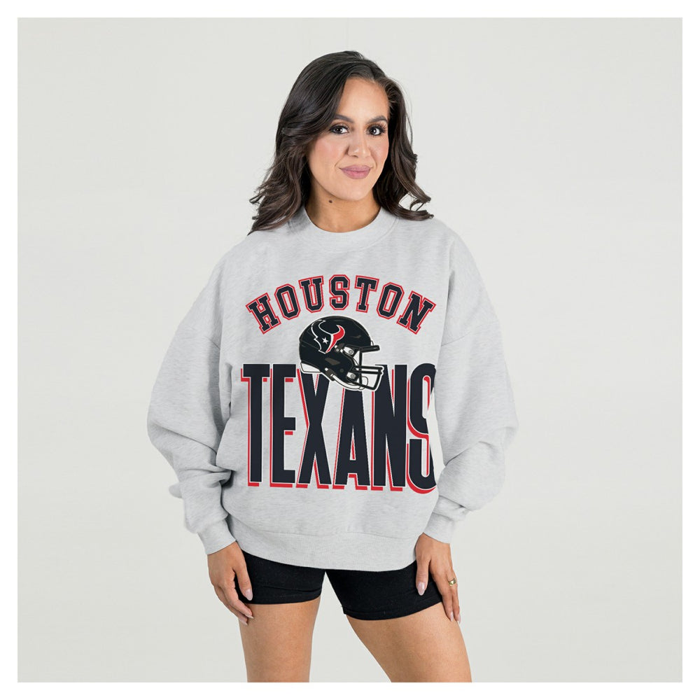 Houston Texans Gameday Couture Women's Fierce Focus Premium Oversized Fleece Pullover Sweatshirt Ash - NFL