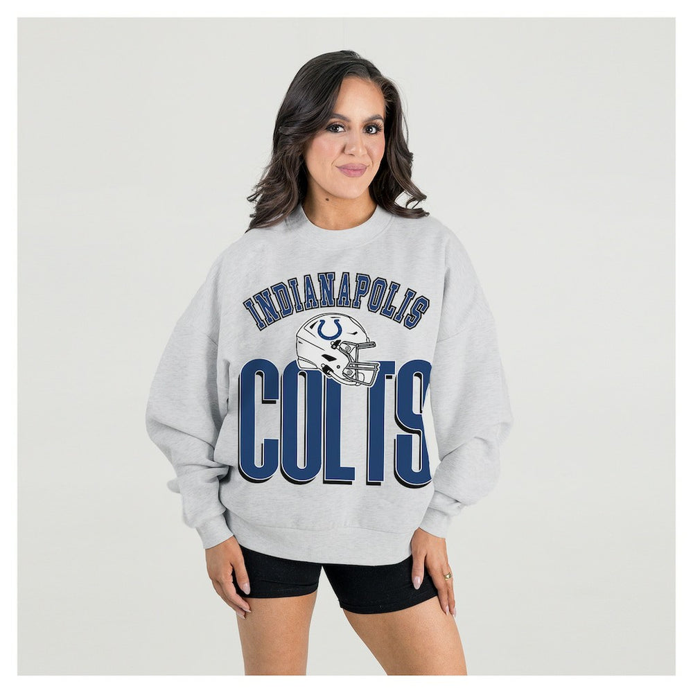 Indianapolis Colts Gameday Couture Women's Fierce Focus Premium Oversized Fleece Pullover Sweatshirt Ash - NFL