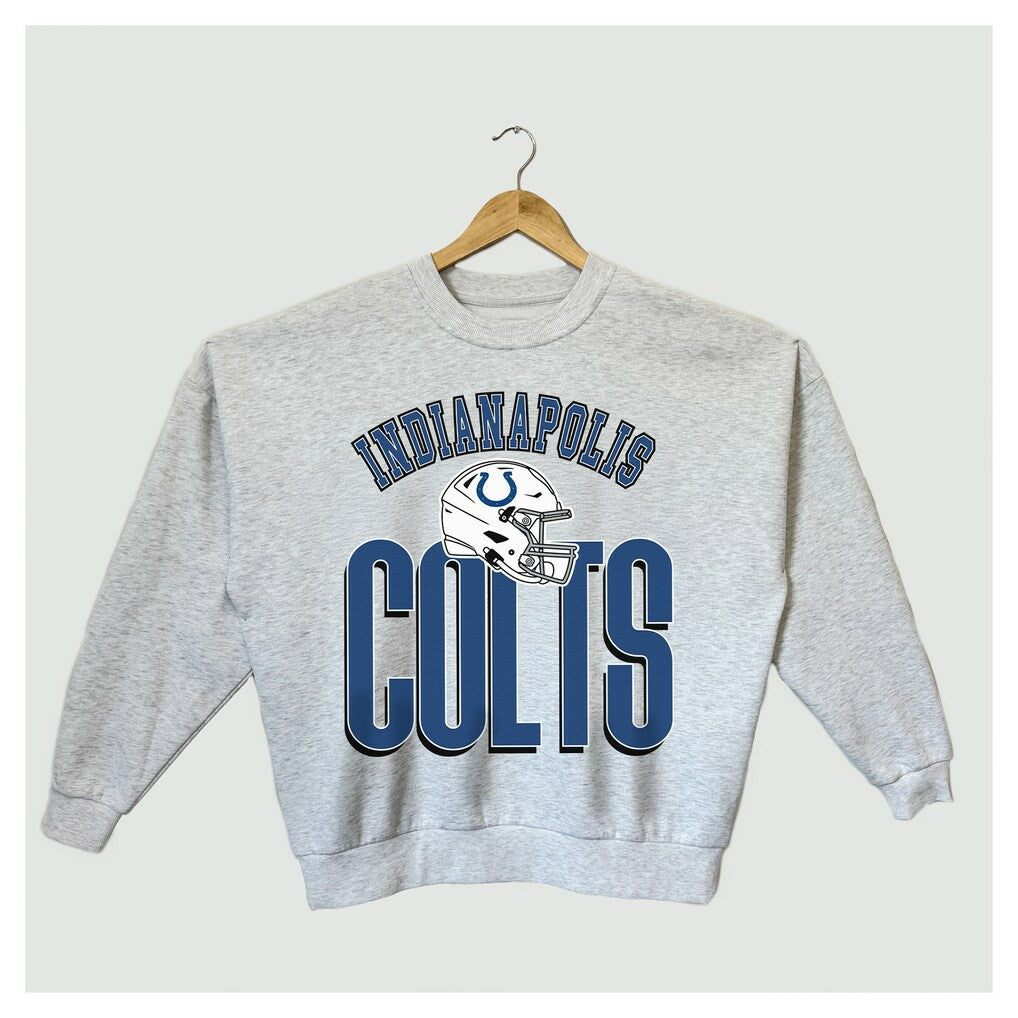 Indianapolis Colts Gameday Couture Women's Fierce Focus Premium Oversized Fleece Pullover Sweatshirt Ash - NFL