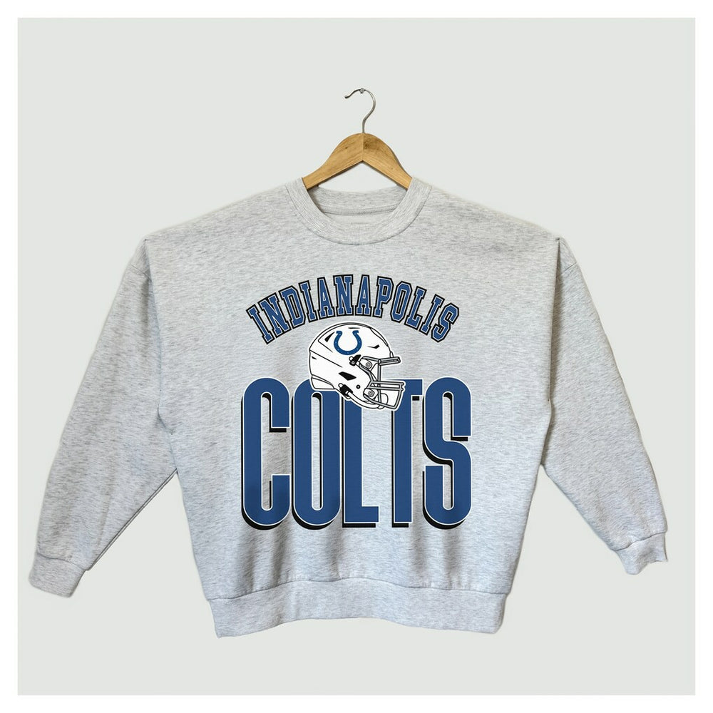 Indianapolis Colts Gameday Couture Women's Fierce Focus Premium Oversized Fleece Pullover Sweatshirt Ash - NFL