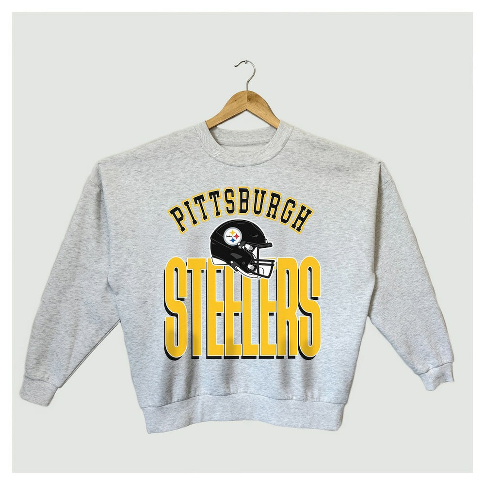 Pittsburgh Steelers Gameday Couture Women's Fierce Focus Premium Oversized Fleece Pullover Sweatshirt Ash - NFL