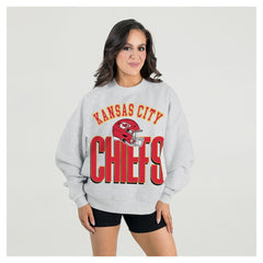 Kansas City Chiefs Gameday Couture Women's Fierce Focus Premium Oversized Fleece Pullover Sweatshirt Ash - NFL