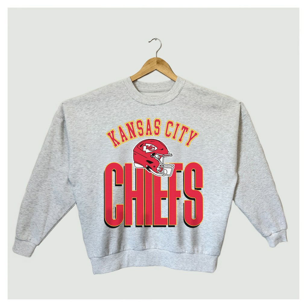 Kansas City Chiefs Gameday Couture Women's Fierce Focus Premium Oversized Fleece Pullover Sweatshirt Ash - NFL