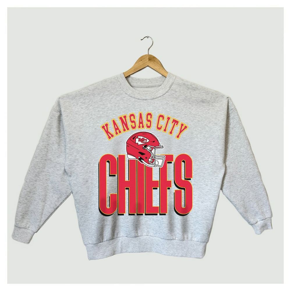 Kansas City Chiefs Gameday Couture Women's Fierce Focus Premium Oversized Fleece Pullover Sweatshirt Ash - NFL