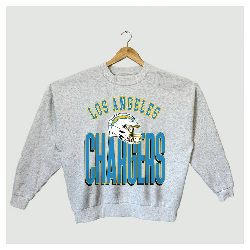 Los Angeles Chargers Gameday Couture Women's Fierce Focus Premium Oversized Fleece Pullover Sweatshirt Ash - NFL