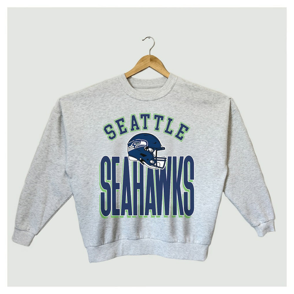 Seattle Seahawks Gameday Couture Women's Fierce Focus Premium Oversized Fleece Pullover Sweatshirt Ash - NFL