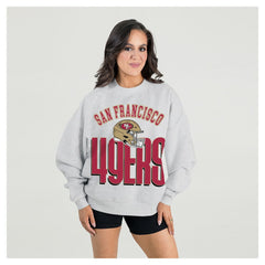 San Francisco 49ers Gameday Couture Women's Fierce Focus Premium Oversized Fleece Pullover Sweatshirt Ash - NFL