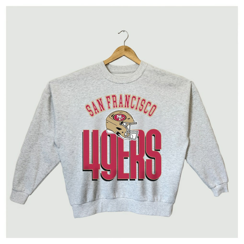 San Francisco 49ers Gameday Couture Women's Fierce Focus Premium Oversized Fleece Pullover Sweatshirt Ash - NFL