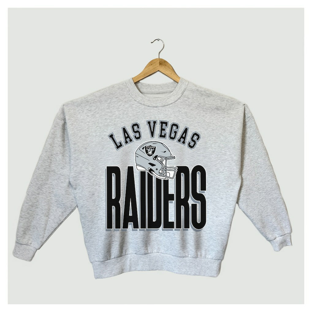 Las Vegas Raiders Gameday Couture Women's Fierce Focus Premium Oversized Fleece Pullover Sweatshirt Ash - NFL