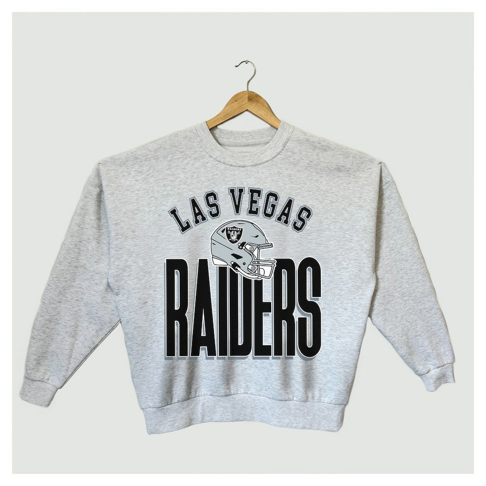 Las Vegas Raiders Gameday Couture Women's Fierce Focus Premium Oversized Fleece Pullover Sweatshirt Ash - NFL
