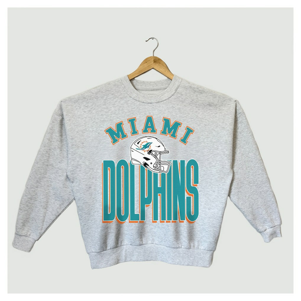 Miami Dolphins Gameday Couture Women's Fierce Focus Premium Oversized Fleece Pullover Sweatshirt Ash - NFL