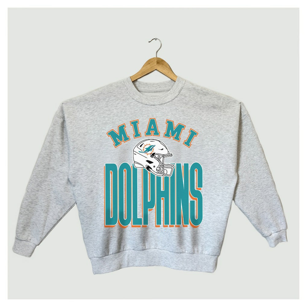Miami Dolphins Gameday Couture Women's Fierce Focus Premium Oversized Fleece Pullover Sweatshirt Ash - NFL