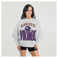Minnesota Vikings Gameday Couture Women's Fierce Focus Premium Oversized Fleece Pullover Sweatshirt Ash - NFL