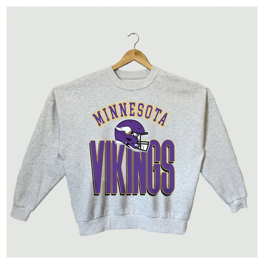 Minnesota Vikings Gameday Couture Women's Fierce Focus Premium Oversized Fleece Pullover Sweatshirt Ash - NFL