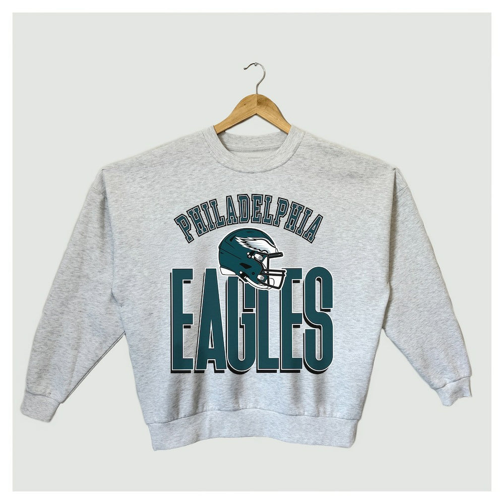Philadelphia Eagles Gameday Couture Women's Fierce Focus Premium Oversized Fleece Pullover Sweatshirt Ash - NFL