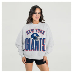 New York Giants Gameday Couture Women's Fierce Focus Premium Oversized Fleece Pullover Sweatshirt Ash - NFL