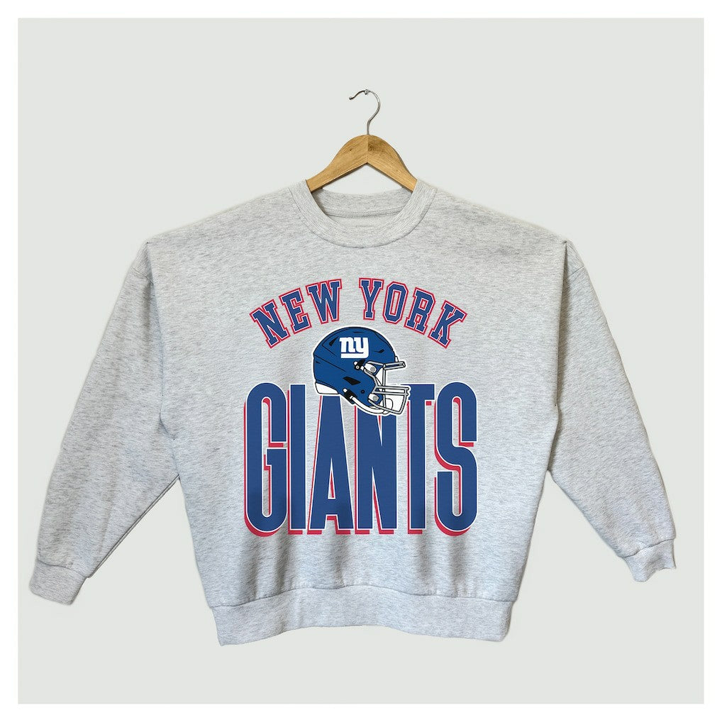 New York Giants Gameday Couture Women's Fierce Focus Premium Oversized Fleece Pullover Sweatshirt Ash - NFL