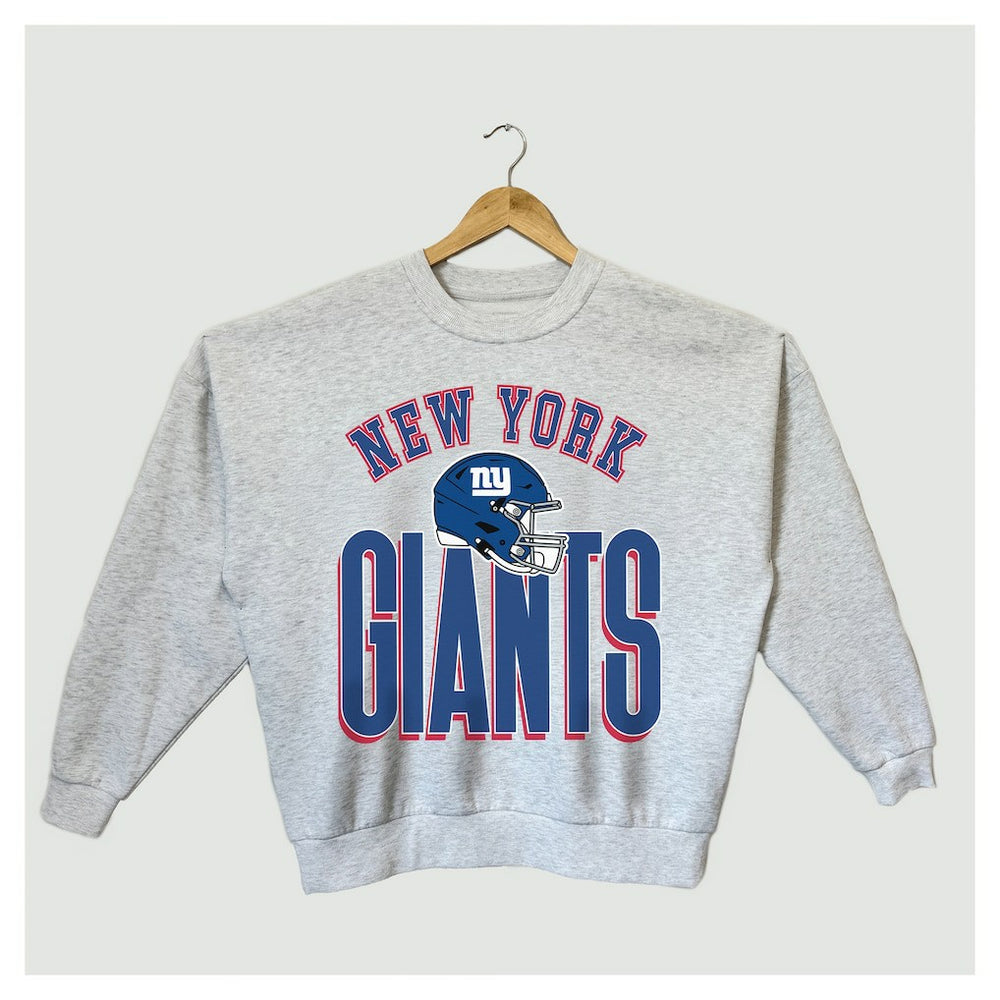 New York Giants Gameday Couture Women's Fierce Focus Premium Oversized Fleece Pullover Sweatshirt Ash - NFL